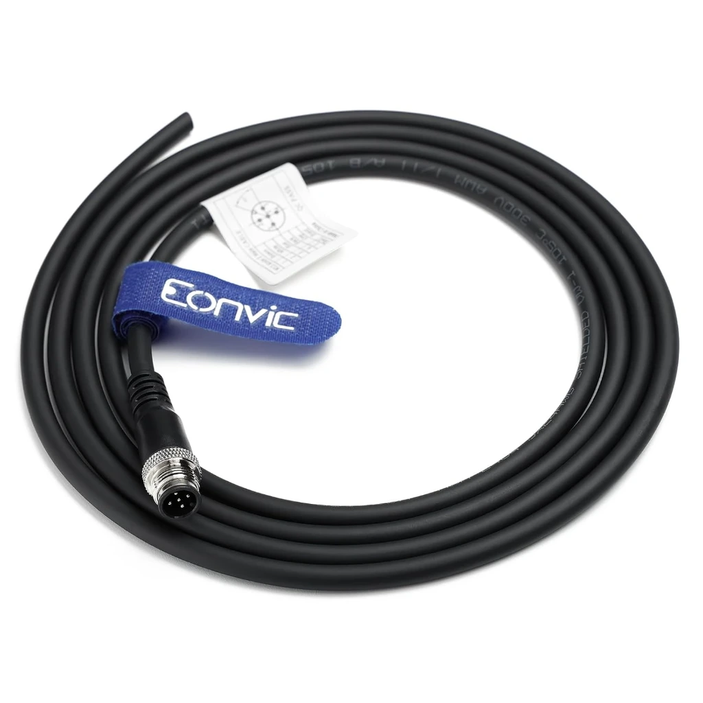 Eonvic Industrial M12 5 Pin Male Aviation Sensor Connector Electrical PVC Cable(2M)